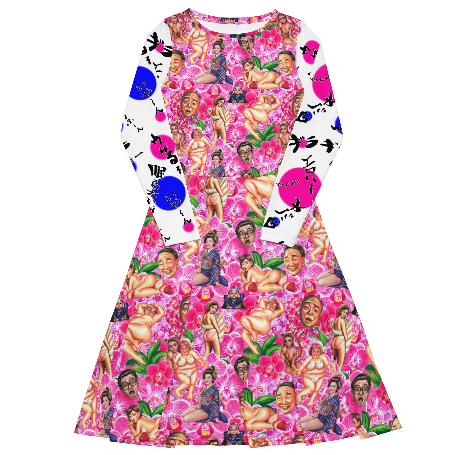 all over my body midi dress All-over print long sleeve midi dress – Dr.MAAYA.LABO